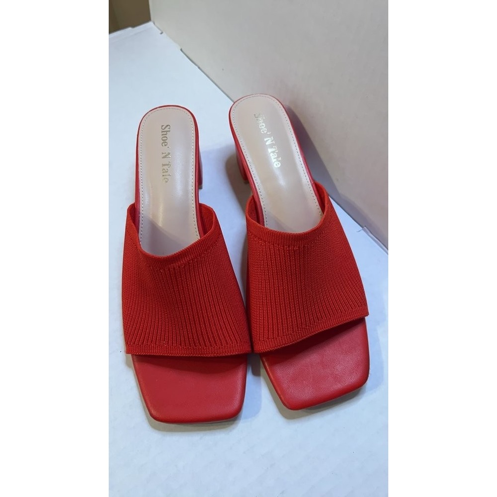 Shoe' N Tale Red Open-Toe Mules